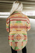 Western Aztec Print Button Flap Pocket Shacket